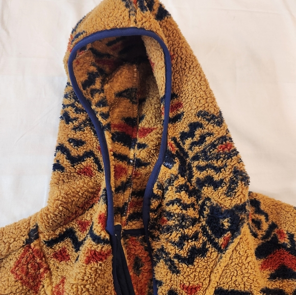 Vintage North Face Men Tan Aztec Geometric Sherpa 1/2 Zip Hoodie Size XL Plush - Picture 10 of 16